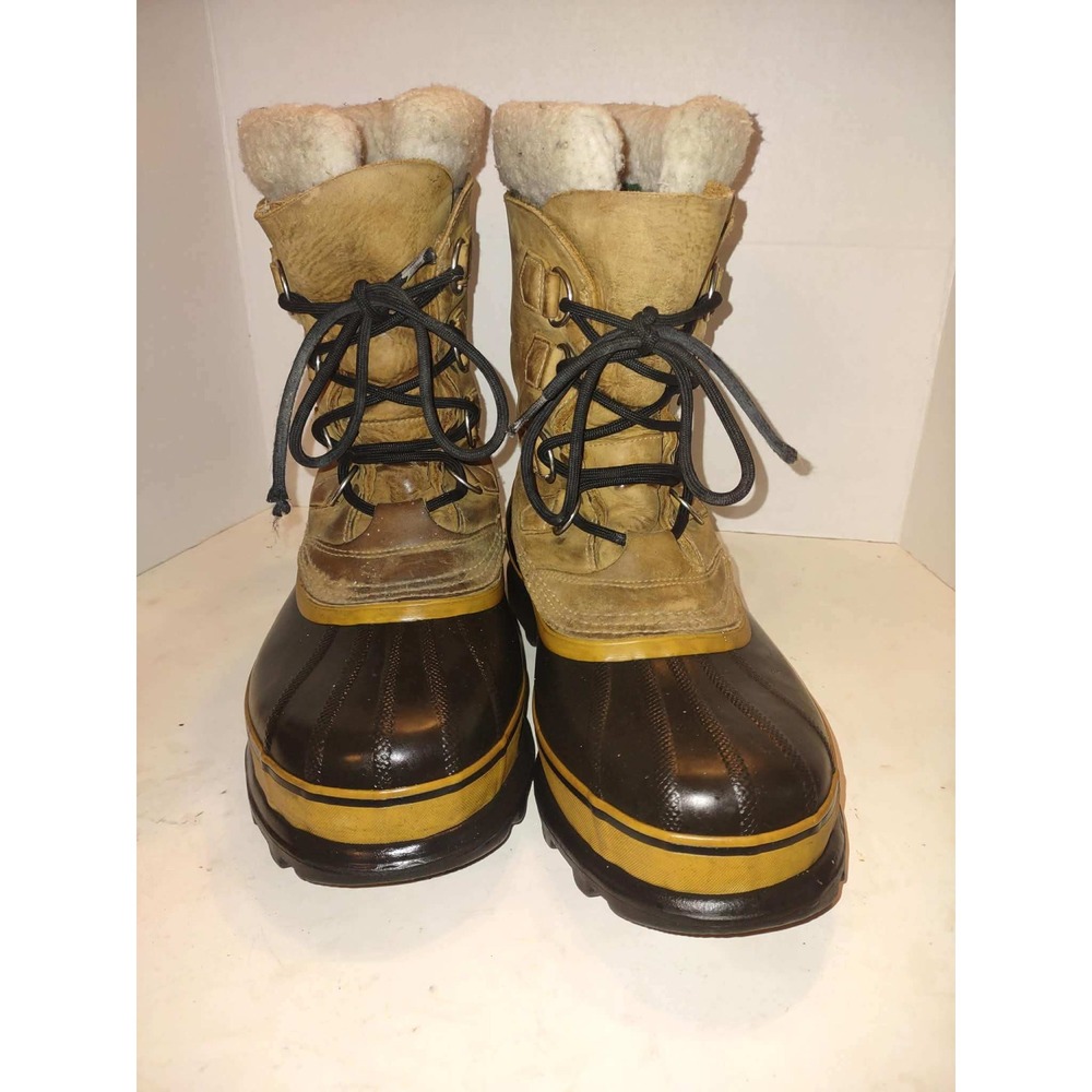 Sorel Caribou II Mens Waterproof Winter Snow Boots Buff Black NM1000-281 Size 9